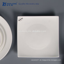 White Custom Logo Bone China Placa de jantar quadrada cerâmica fina